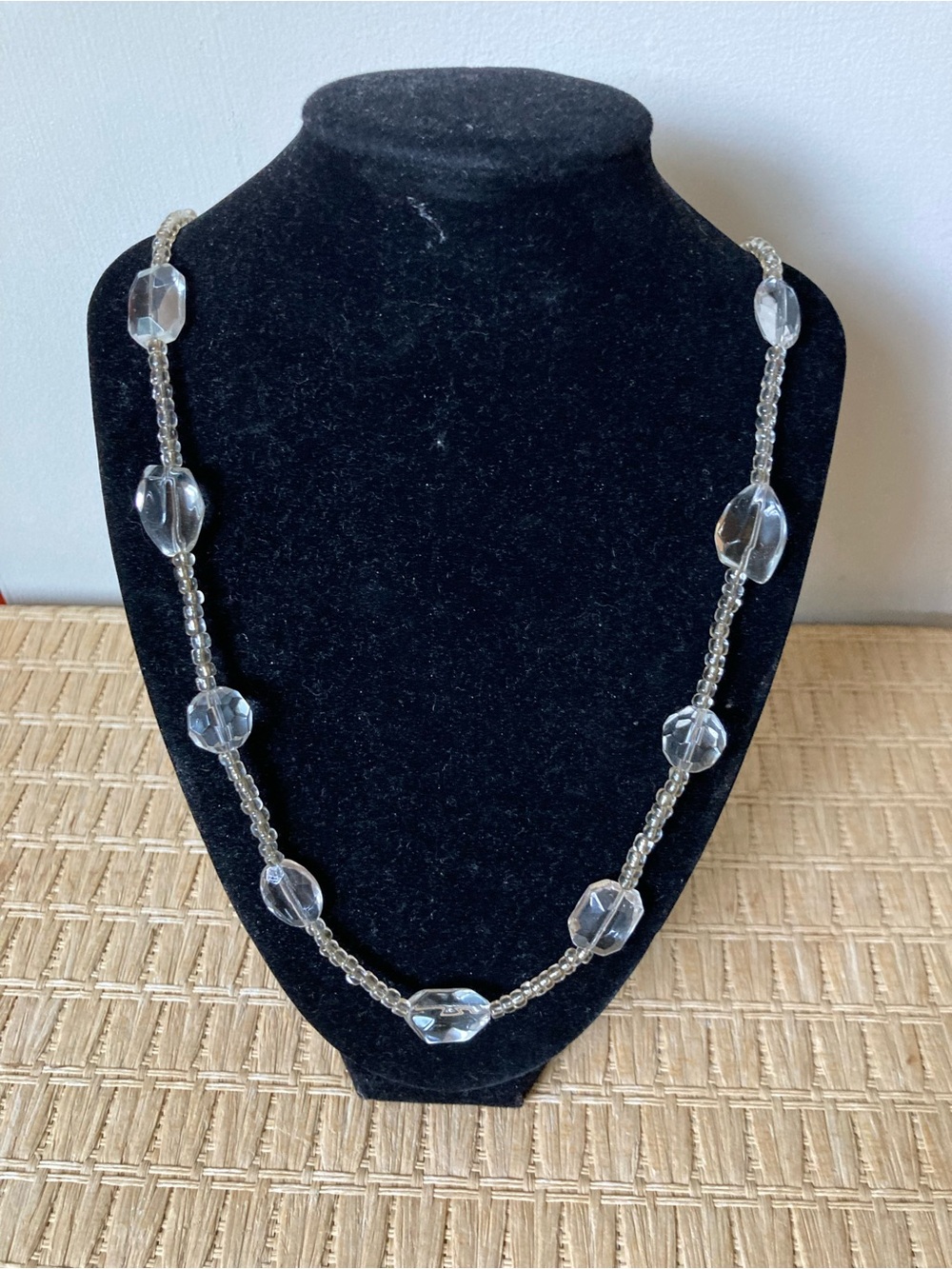 Vintage Clear Beaded Necklace - Elegant Transparent Strand